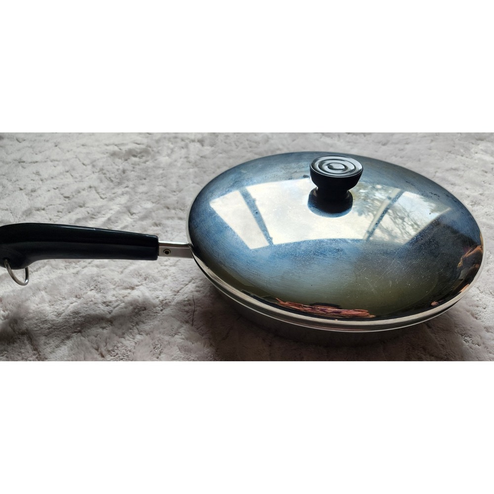 Revere Ware Vintage Stainless Steel Skillet 25 cm With Lid 2060 Silver Cookware